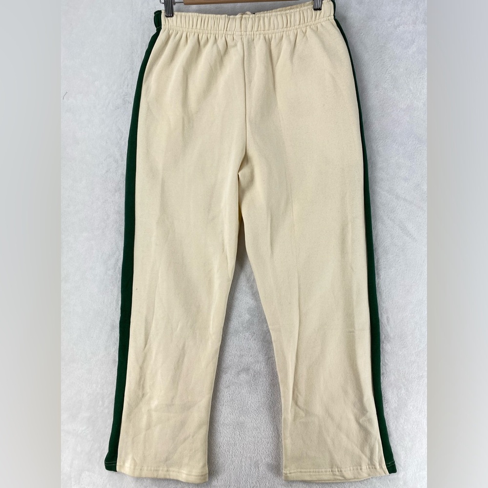 Pretty Little Thing Pants Womens 6 cream green embroidered side panel straight